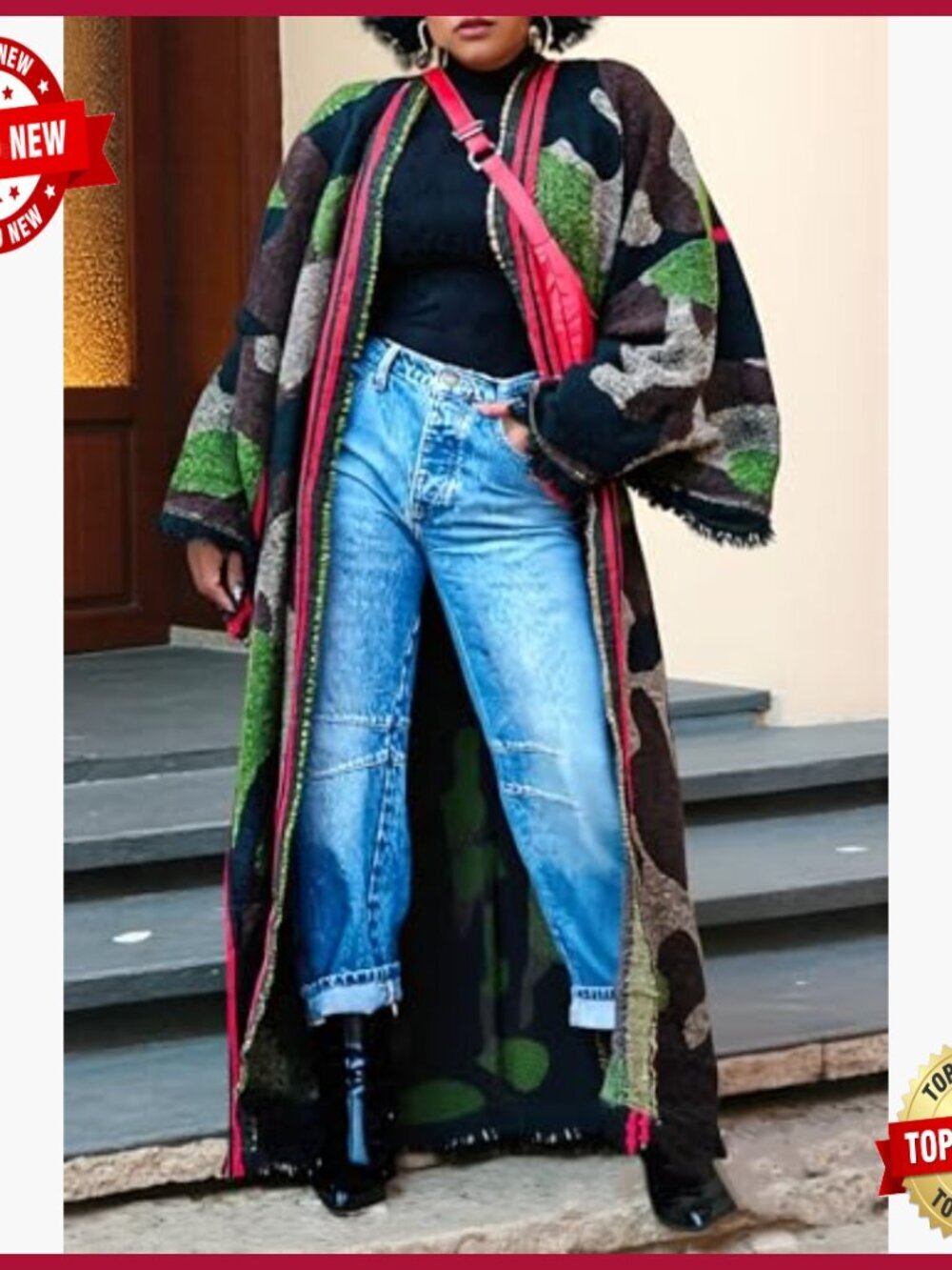 Open Front Long Cardigan Oversized Knit Duster Coat - Picture 2 of 5